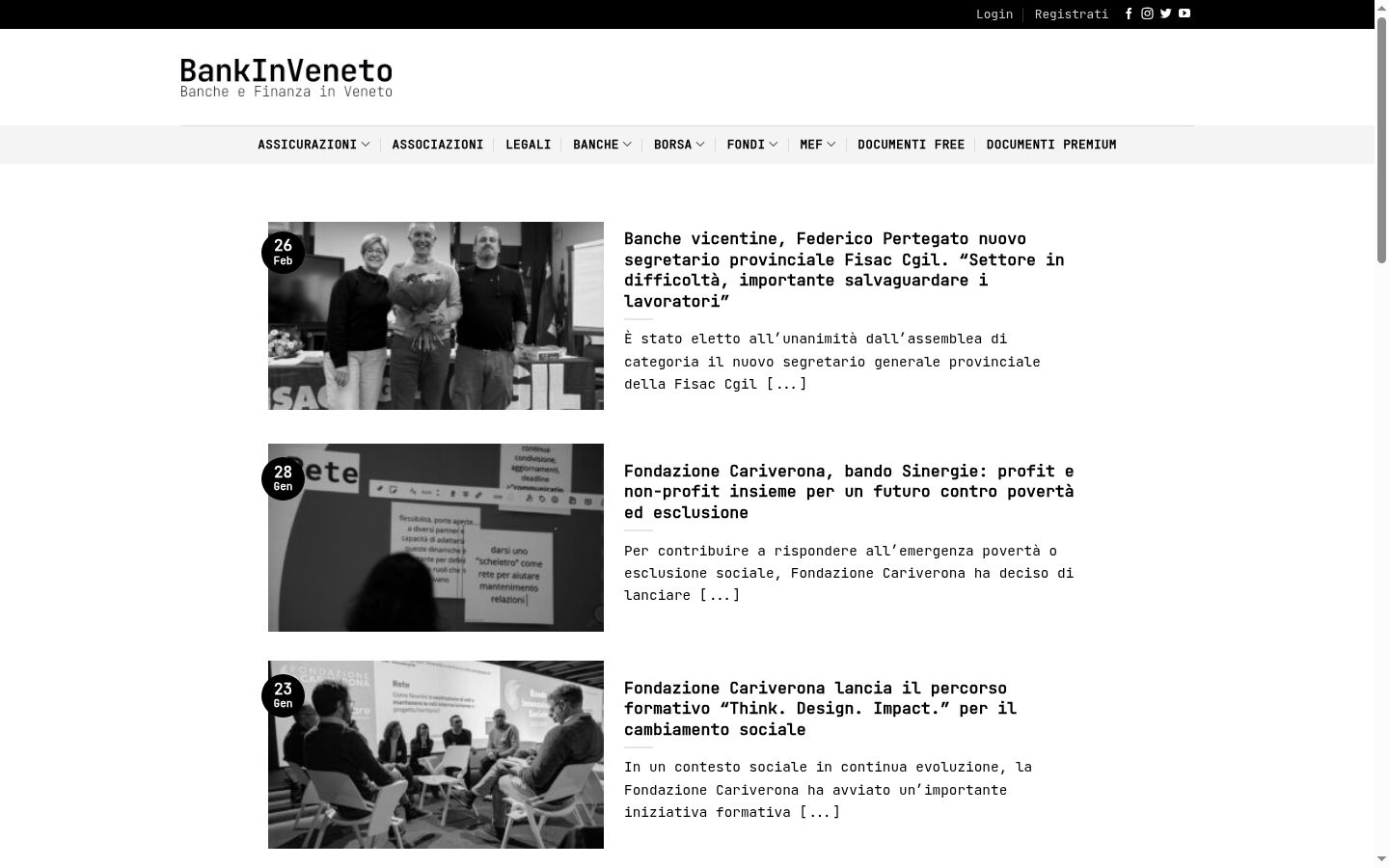 Screenshot del banner di consenso mostrato prima di qualsiasi interazione