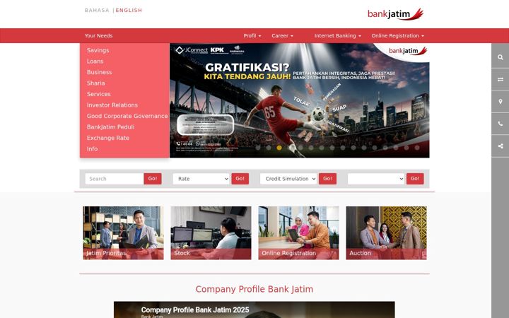 Screenshot of bankjatim.co.id