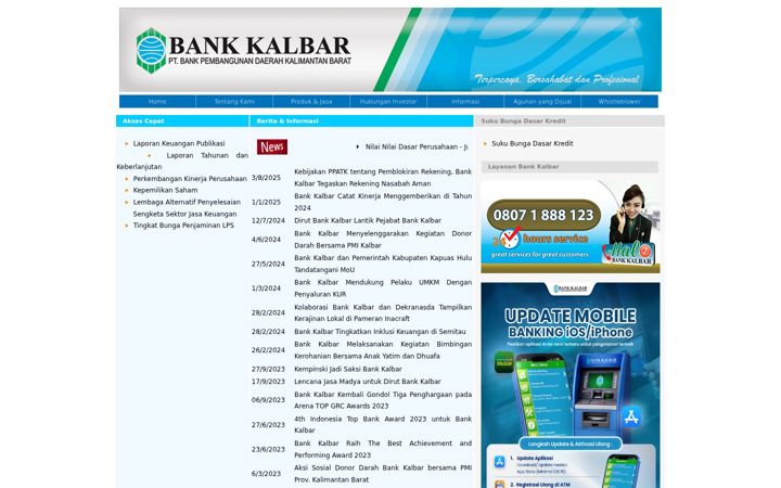 Screenshot of bankkalbar.co.id