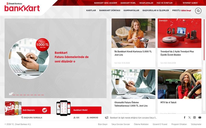 Screenshot of bankkart.com.tr
