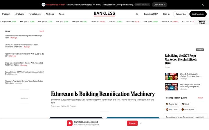 Screenshot of bankless.com