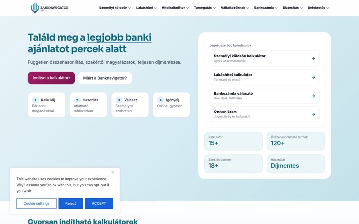Screenshot of banknavigator.hu