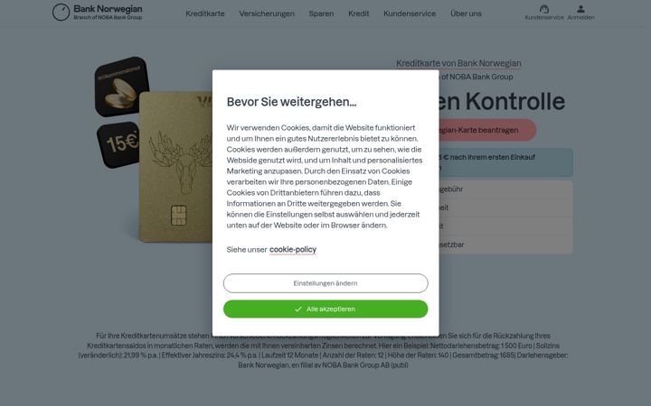 Zrzut ekranu banknorwegian.de