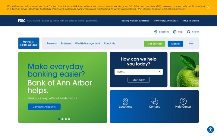 Screenshot of bankofannarbor.com