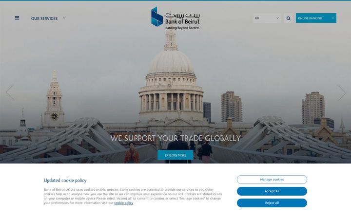 Kuvakaappaus sivustosta bankofbeirut.co.uk