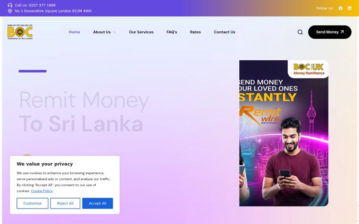 Screenshot di bankofceylon.co.uk