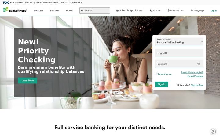 Screenshot von bankofhope.com