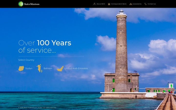 Screenshot of bankofkhartoum.com
