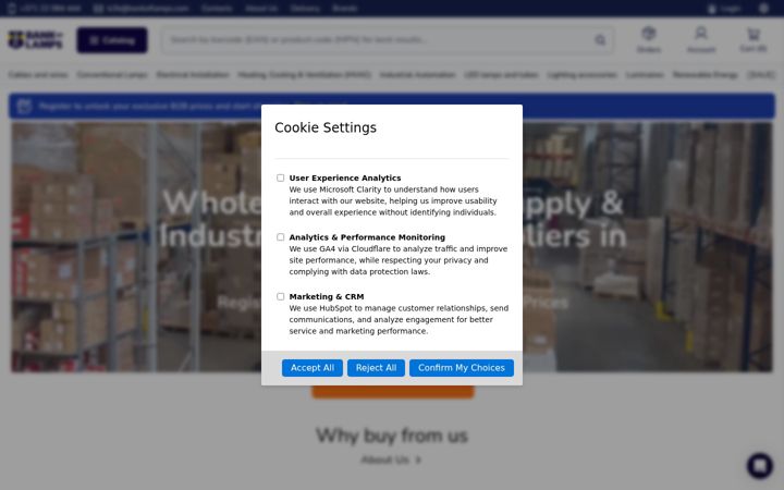 Screenshot of bankoflamps.com