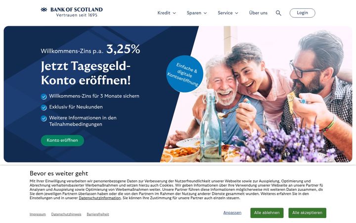 Screenshot of bankofscotland.de