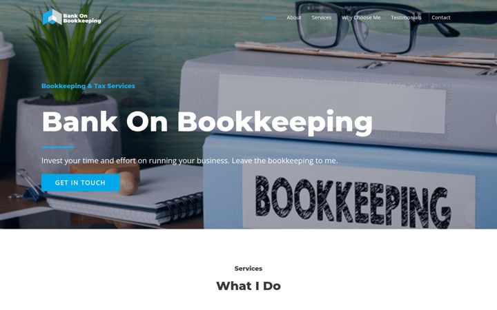 Ekrano kopija bankonbookkeeping.co.za