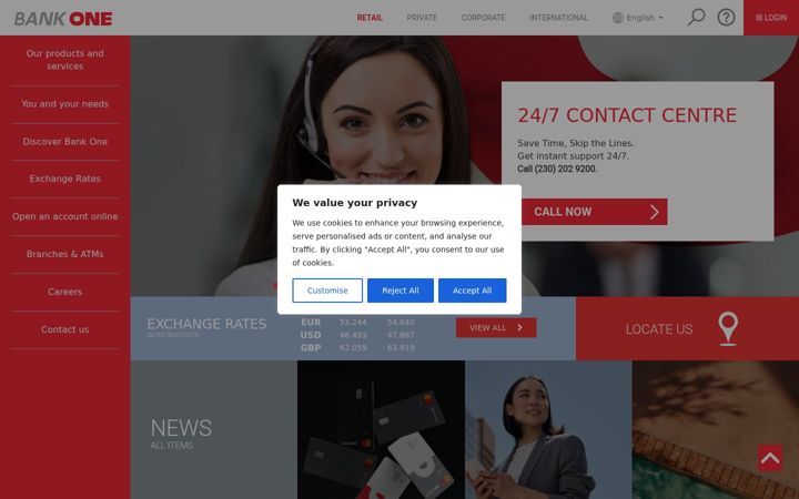 Screenshot of bankone.mu