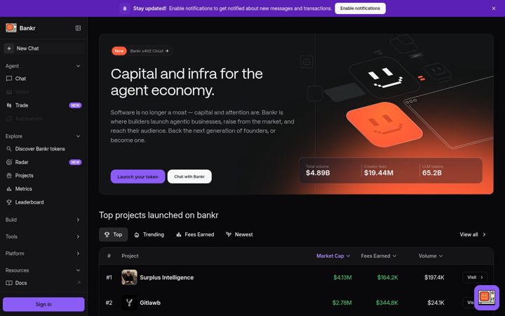 Screenshot of bankr.bot