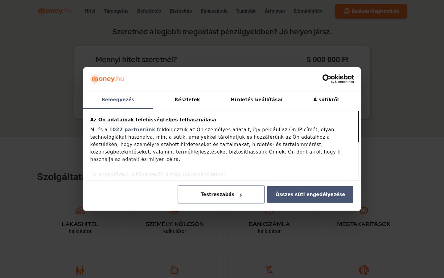 Screenshot del banner di consenso mostrato prima di qualsiasi interazione