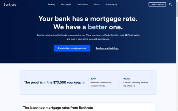 Screenshot of bankrate.com