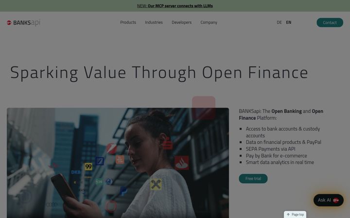 Screenshot of banksapi.de