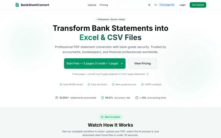 Screenshot of banksheetconvert.com