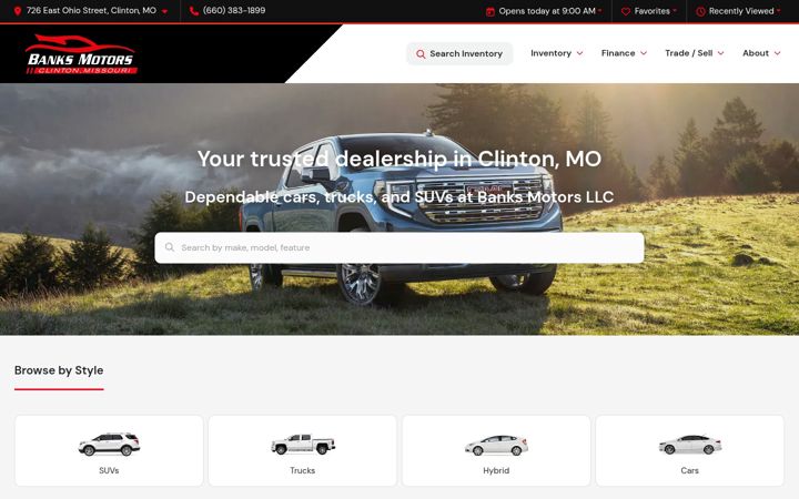 Screenshot of banksmotors.com