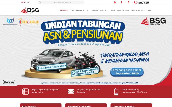 Screenshot of banksulutgo.co.id