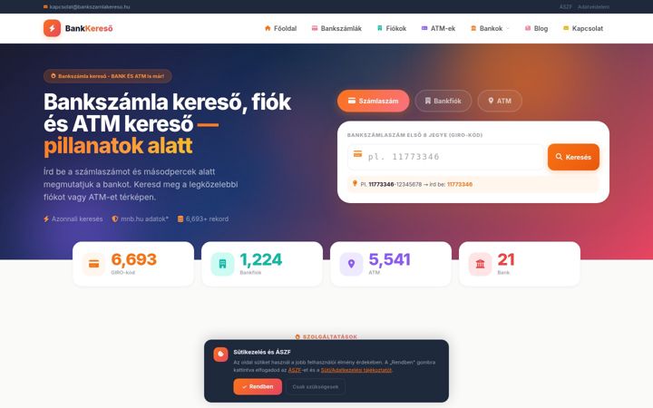 Snímek obrazovky bankszamlakereso.hu