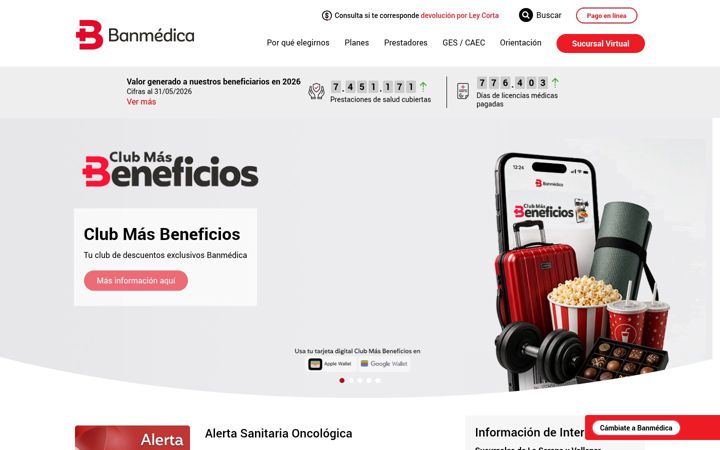 Screenshot of banmedica.cl