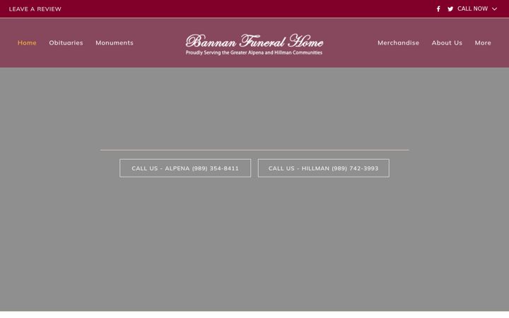Screenshot of bannanfuneralhome.com