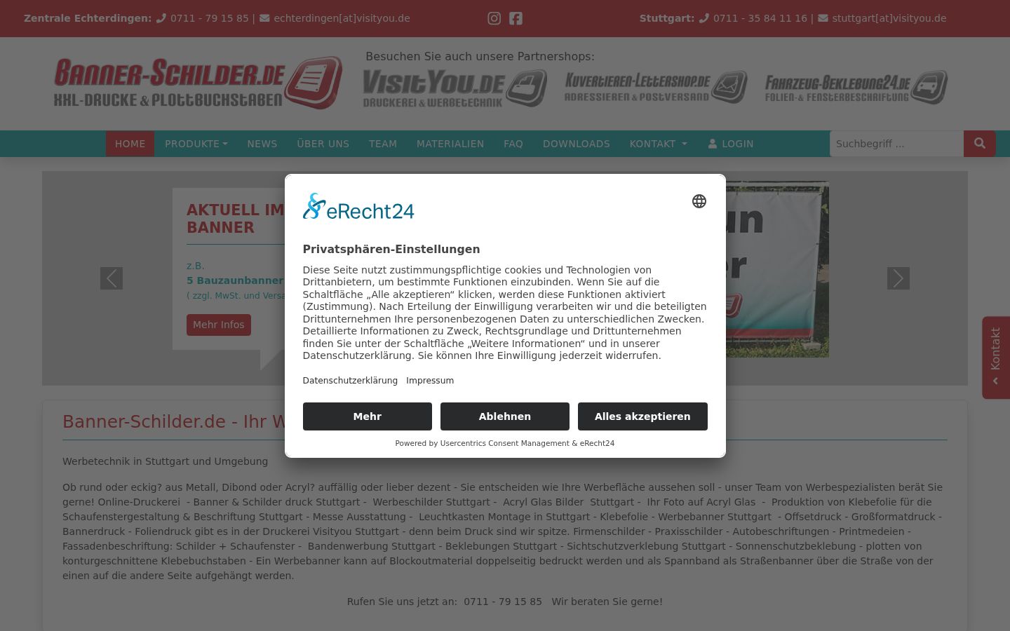 Screenshot del banner di consenso mostrato prima di qualsiasi interazione