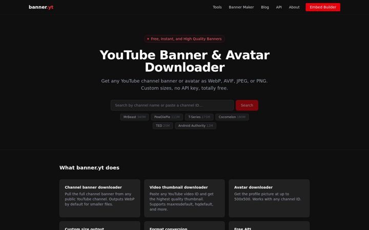 Screenshot of banner.yt