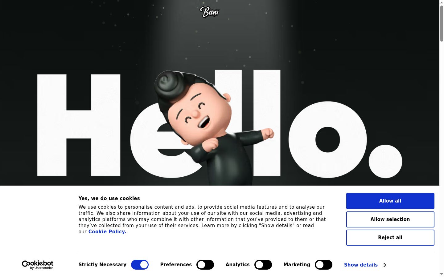 Screenshot of the consent banner shown before any interaction
