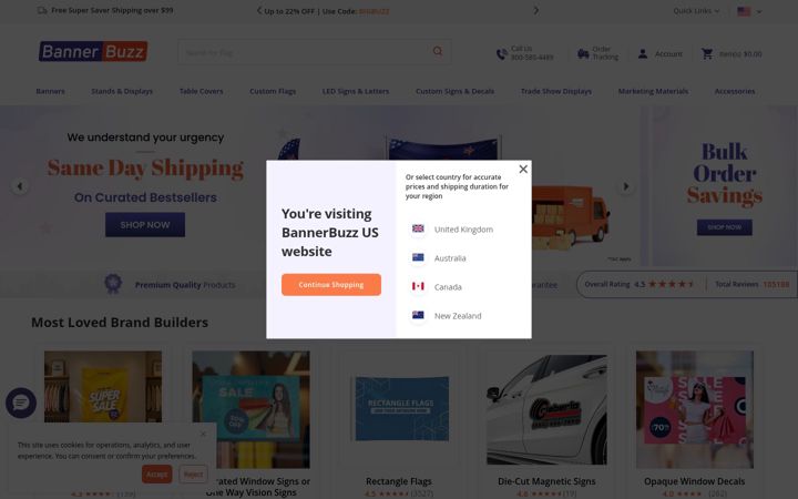 Screenshot of bannerbuzz.com