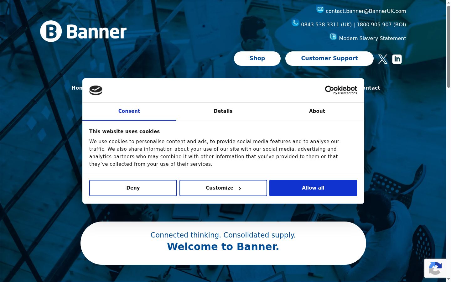 Screenshot of the consent banner shown before any interaction