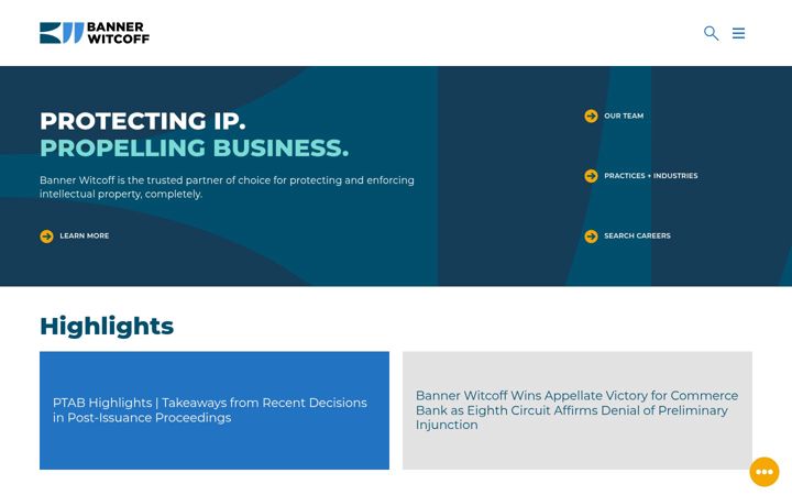 Screenshot of bannerwitcoff.com
