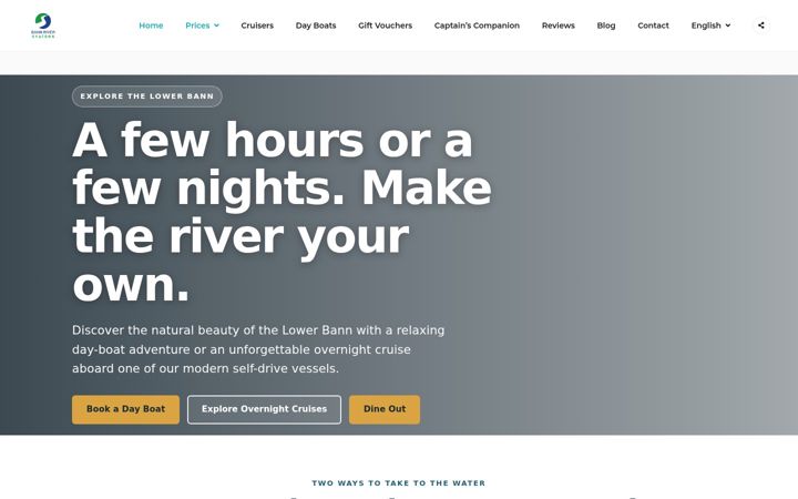 Screenshot of bannrivercruises.co.uk