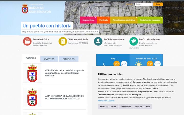 Screenshot of banosdemontemayor.es