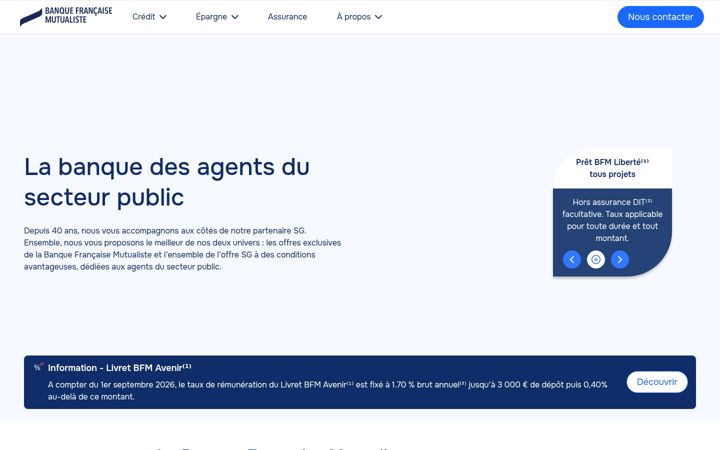 Screenshot of banquefrancaisemutualiste.com