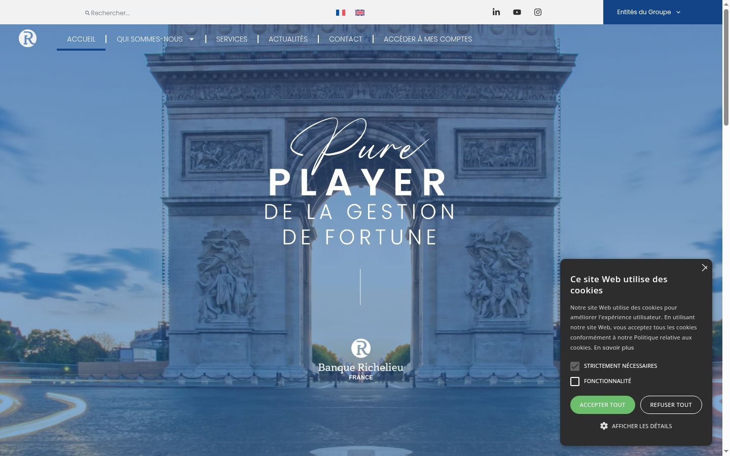 Screenshot del banner di consenso mostrato prima di qualsiasi interazione