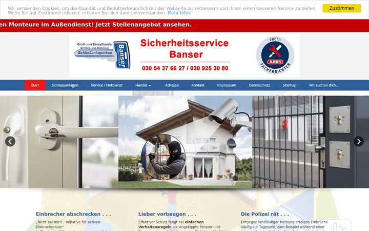 Screenshot of banser-schliessanlagen.de