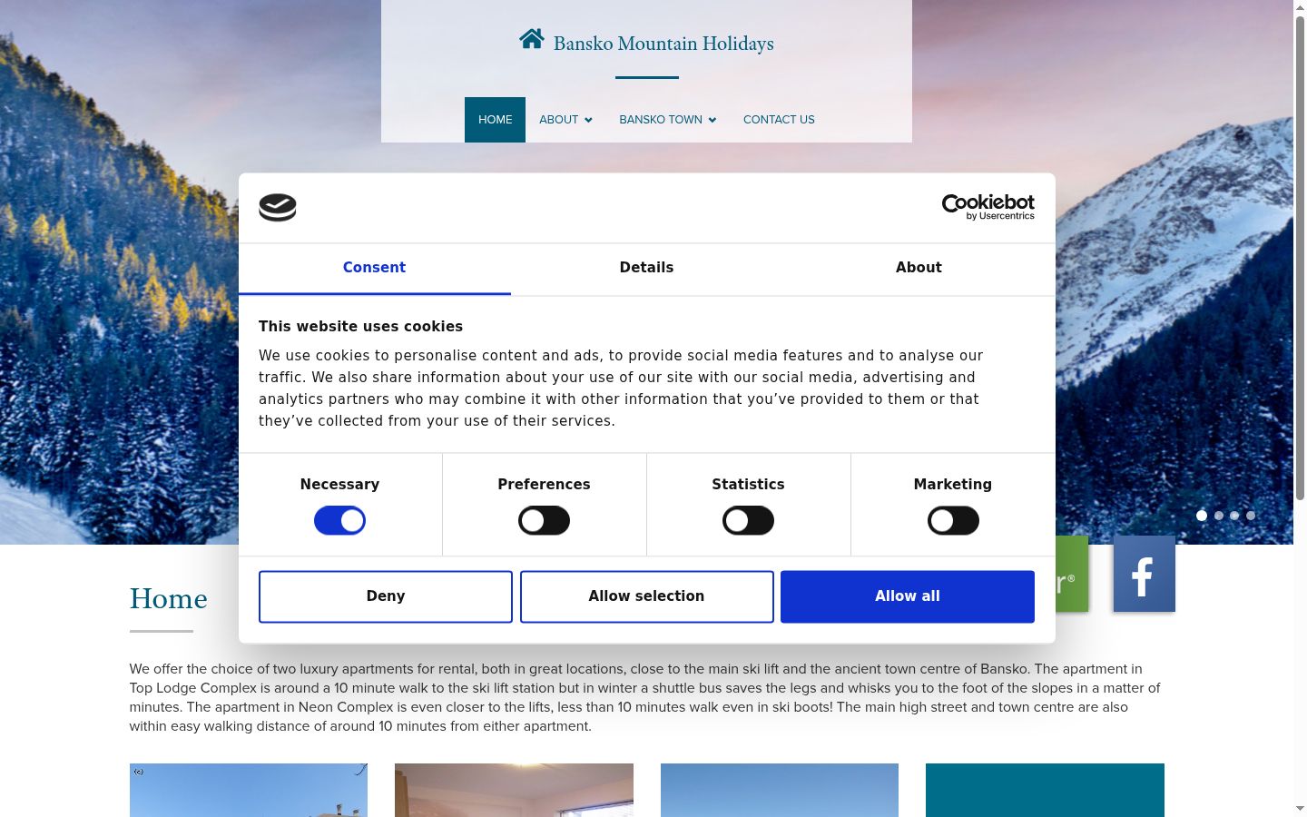 Screenshot des Einwilligungsbanners vor jeglicher Interaktion