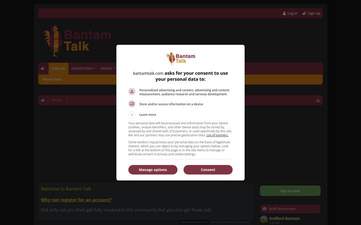 Screenshot of bantamtalk.com