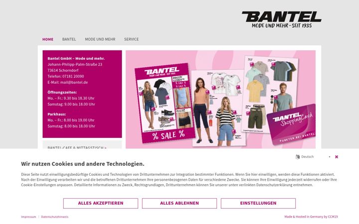 Captura de ecrã de bantel.de