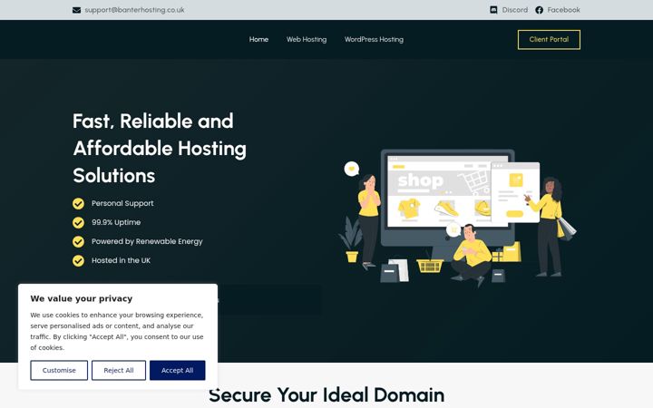 Screenshot of banterhosting.co.uk