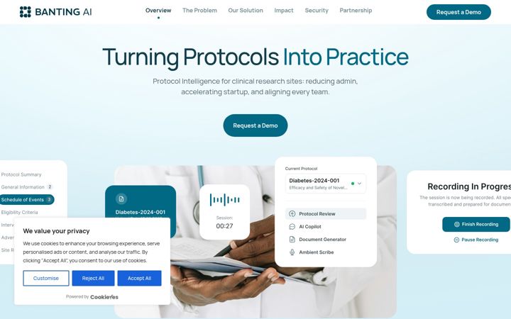 Screenshot of bantinghealth.ai