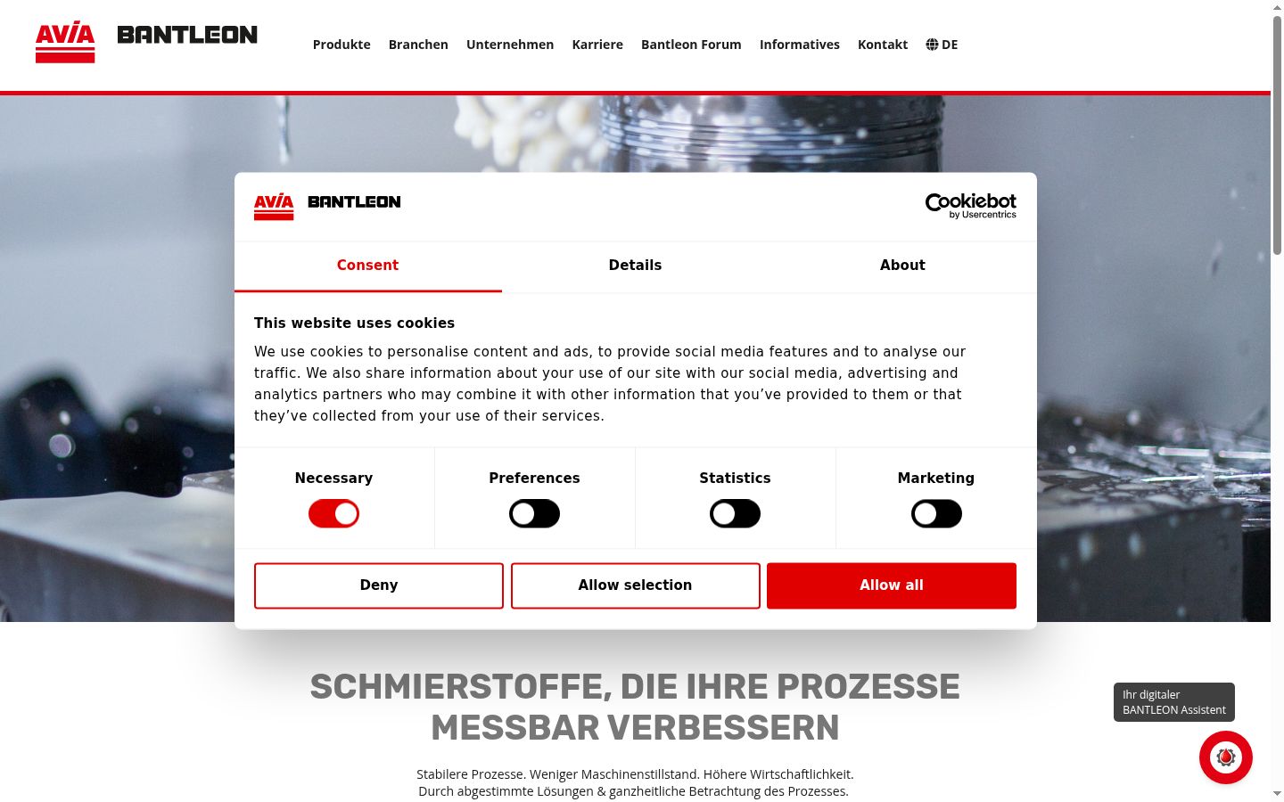 Screenshot van de toestemmingsbanner zoals getoond vóór enige interactie