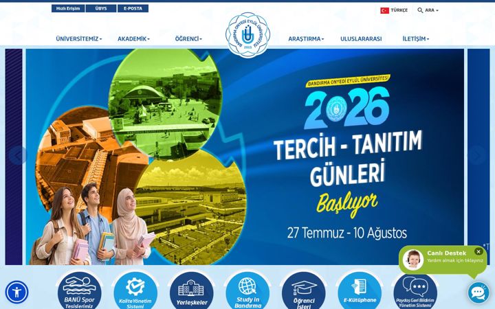 Ekrānuzņēmums no banu.edu.tr