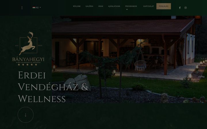 Screenshot of banyahegyivadaszhaz.hu