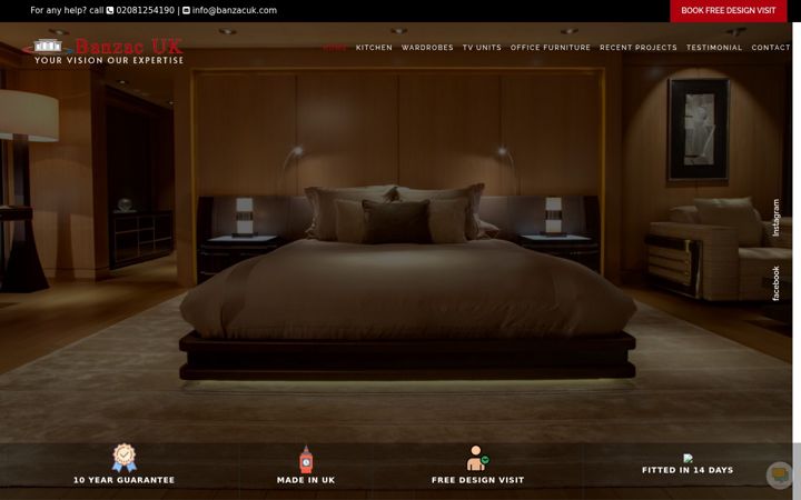 Screenshot of banzacinteriors.co.uk