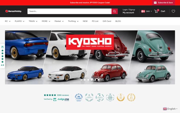 Screenshot of banzaihobby.com