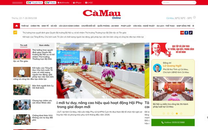 Screenshot van baocamau.vn