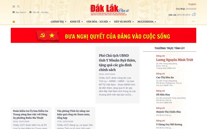 Screenshot of baodaklak.vn