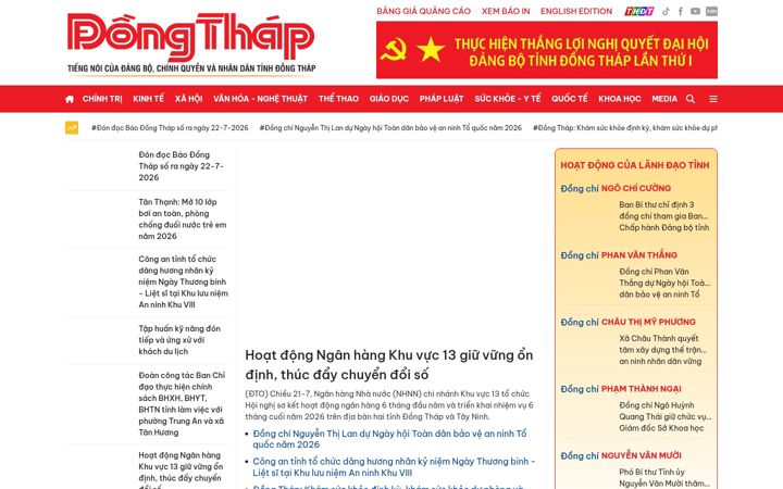 Screenshot of baodongthap.vn